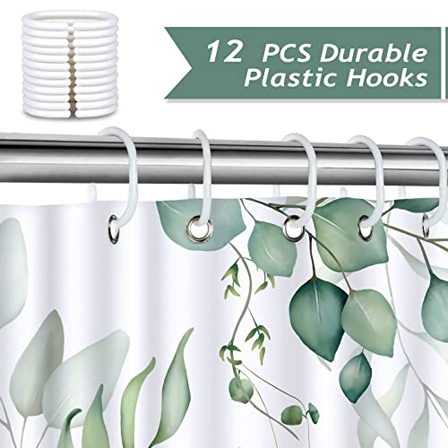 Product Details: Material: Polyester Fabric Size: 180 x 180 cm Pattern: Eucalyptus Leaves What’s Included: One Shower Curtain and 12 Plastic Hooks Product Features: Design: The eucalyptus leaves shower curtain pattern is vivid and durable - Image 3
