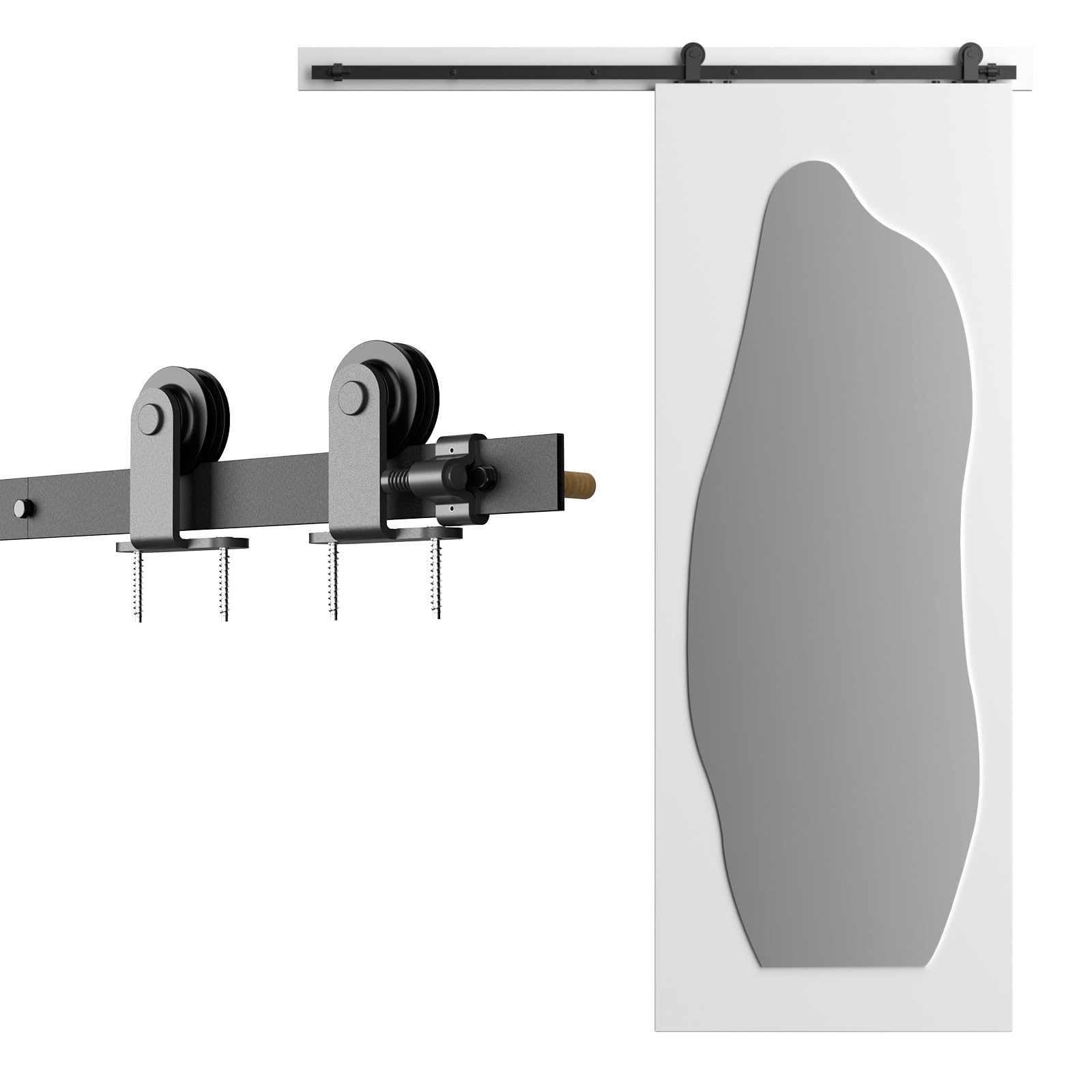 WOLFBIRD 5FT/152CM Quincaillerie De Porte Coulissante Kit Porte Coulissante Rail pour système de quincaillerie à célibataire porte