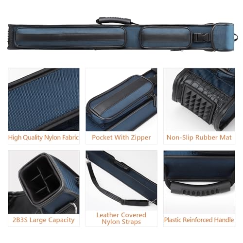 Funda rígida para taco de billar 2X3, funda de nylon para 2 tacos con 2 bolsillos para accesorios miniatura 5