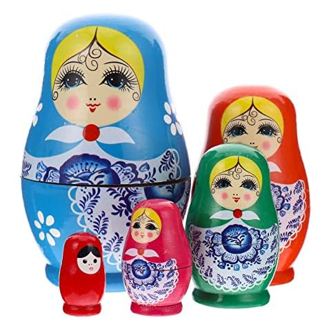 Toyvian 5 Traditional Babushka Matryoshka Dolls Cover