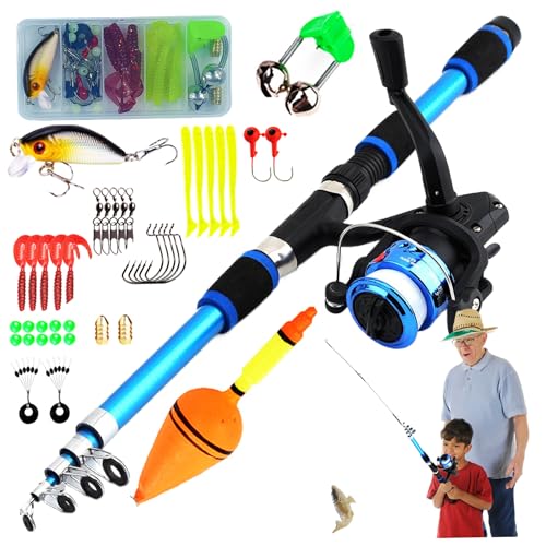 Polo de Pesca para niños, Juego de Equipos de Pesca para niños, 5.9 pies telescópicos telescópicos para niños y Combos de Carrete y Cuerda con la línea de Pesca Kits completos para niños, niños, niña