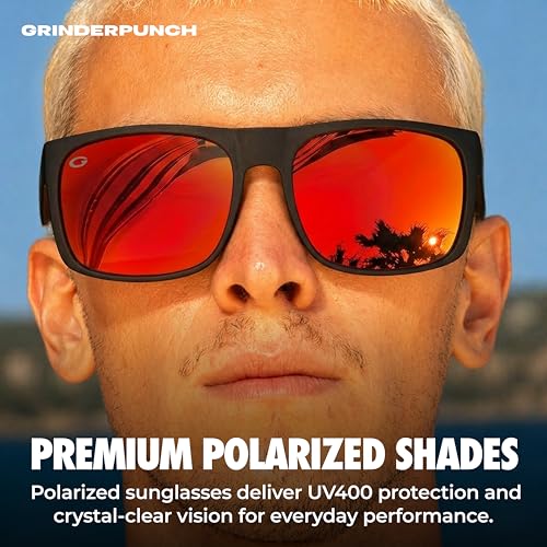 Image of grinderPUNCH XL XXL Sunglasses Men Big Head Extra Large Wide Polarized | Big Head XL XXL Regular Fit, Extra Wide Oversized Frame, Large Face, Polarized UV400 Lens, Driving Fishing Golf Sport