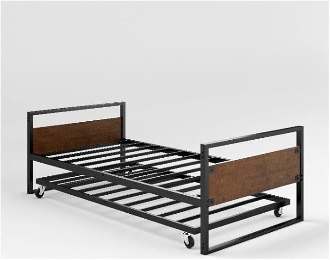 ZINUS Suzanne Bamboo and Metal Daybed with Trundle / Mattress