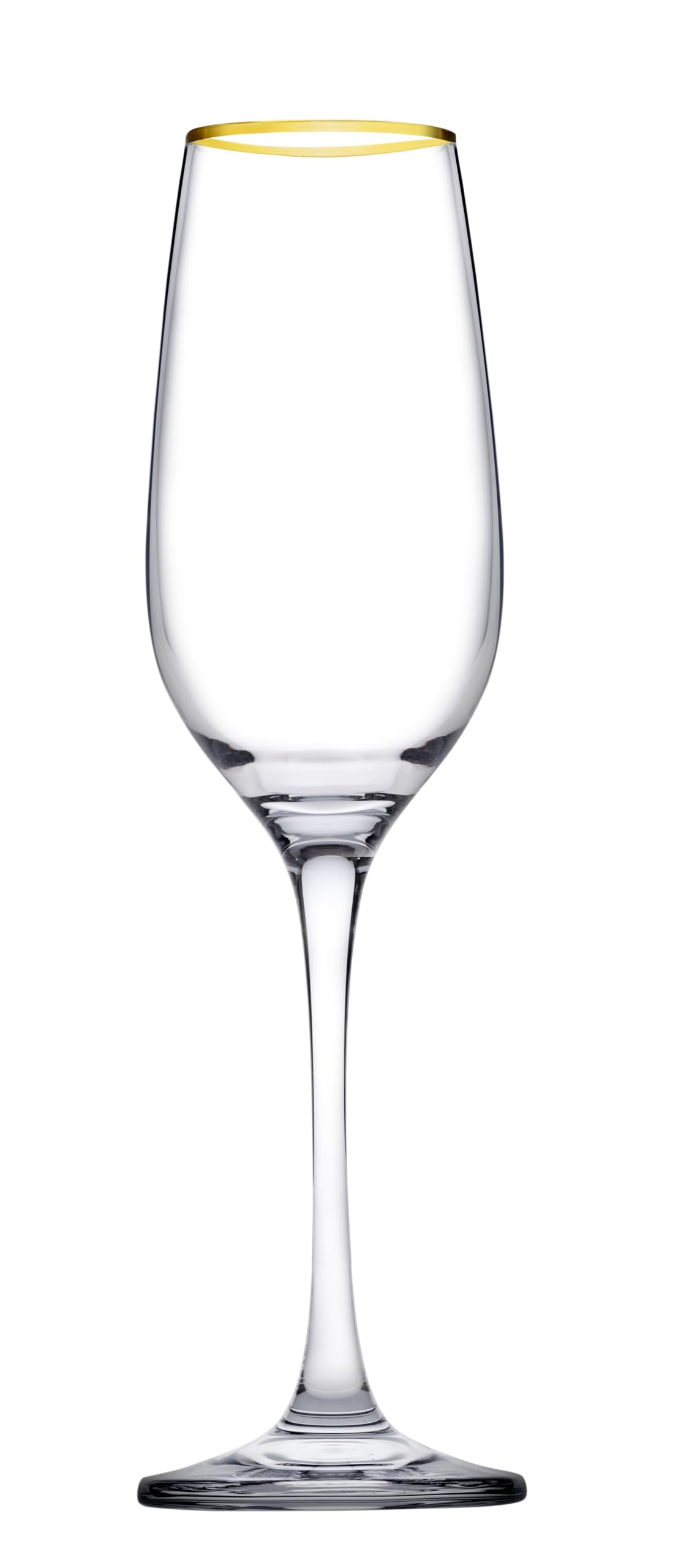 Pasabahce Amber Confezione 6 Calici Flute, Vetro, Trasparente Con Bordo Oro, 25,5 cl