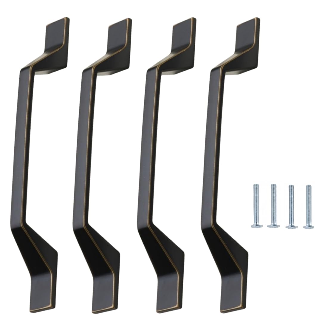 NLQCSXWEP Zinc Alloy Cabinet Bow Handle, Zinc Alloy Cabinet Wardrobe Door Drawer Handle Black Pack of 4(E-160mm Black)