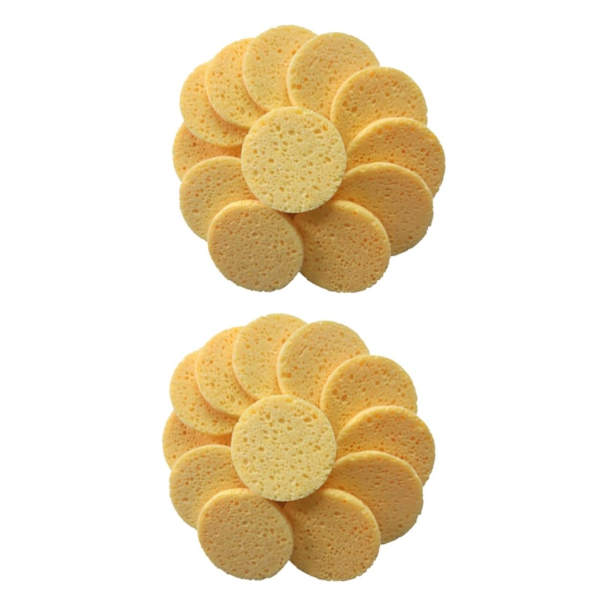 Housoutil 2sets Soft Makeup Removal Pads Skin Care Sponges Round Face Cleaning Puff Gentle Sos Pads 20pcs*2