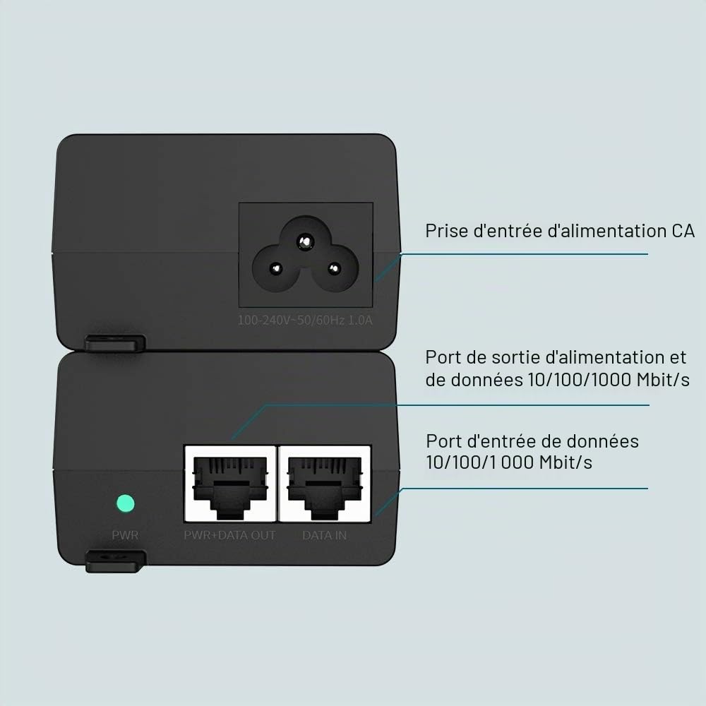 TP-Link POE160S Injecteur PoE+ 802.3af/at 30W 2 Ports Gigabit Switch Ethernet Boitier Métal