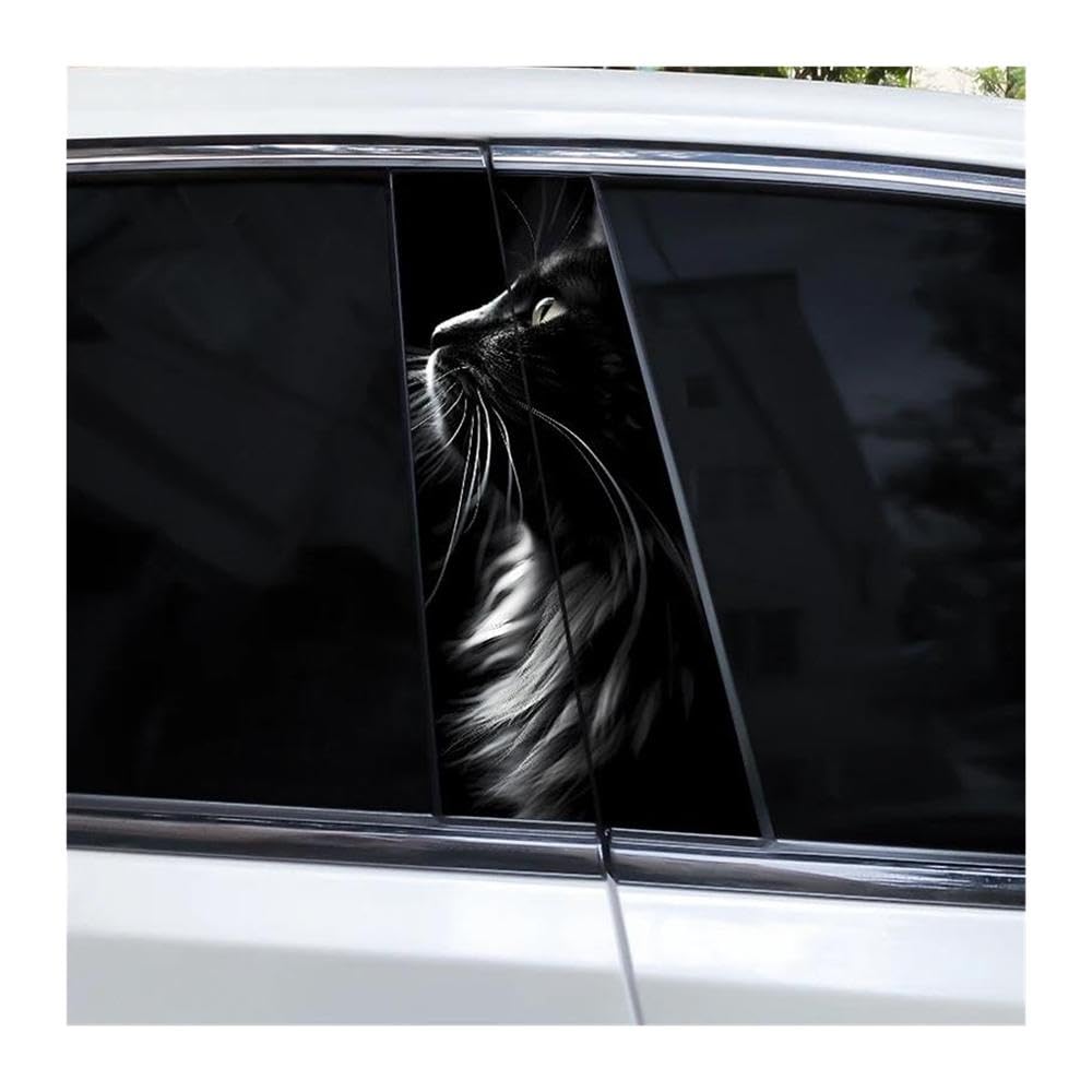 Decorative Items 2pcs Cat Pattern Car B Pillar Waterproof Decal Covering Scratched(D)
