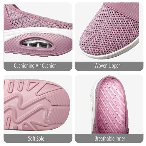 Mules for Women Backless Summer Slip-On Slides Air Cushion Orthopedic Shoes Arch-Support Diabetic Slippers Open Back Mesh Breathable Sandals3