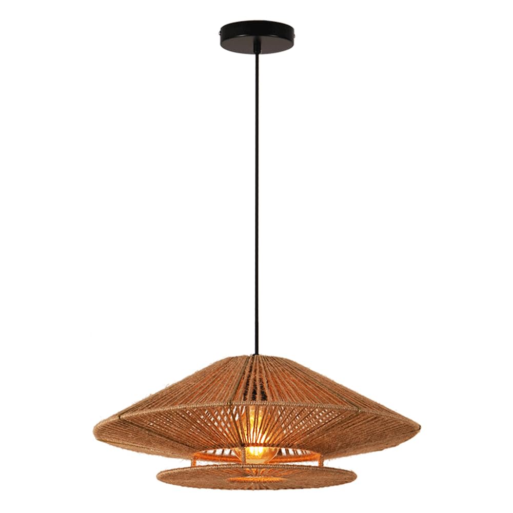 CHUNGYANG Rope Woven E27 Screw Pendant Light for Guesthouse Dining Room Japanese-Style Hand Woven Chandelier Light Fixture for Study Bedroom Wabi-sabi Style Creative Living Room Hallway Hanging Light