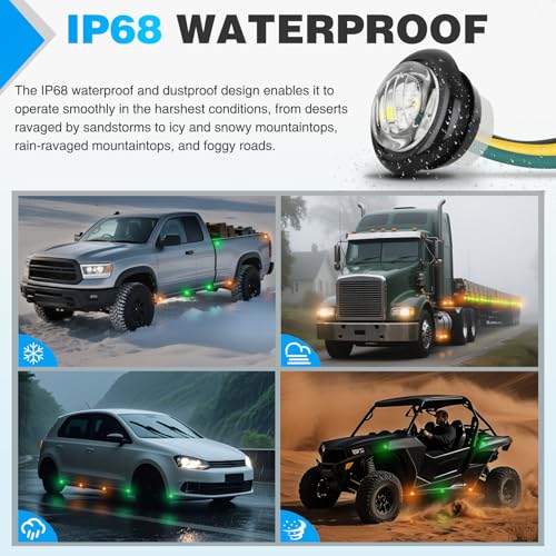 Image of Nilight 3 /4 Inch Dual Color Marker Light Amber Turn Green Clearance Lights