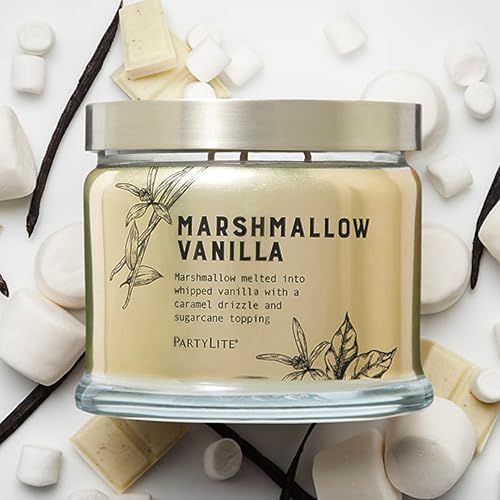 PartyLite Candela profumata alla vaniglia marshmallow con note di caramello e canna da zucchero, 374,2 g, candela in barattolo con 3 stoppini, 45 ore di combustione, fragranza lussuosa, ideale da PartyLite Candela profumata alla vaniglia marshmallow con note di caramello e canna da zucchero, 374,2 g, candela in barattolo con 3 stoppini, 45 ore di combustione, fragranza lussuosa, ideale da