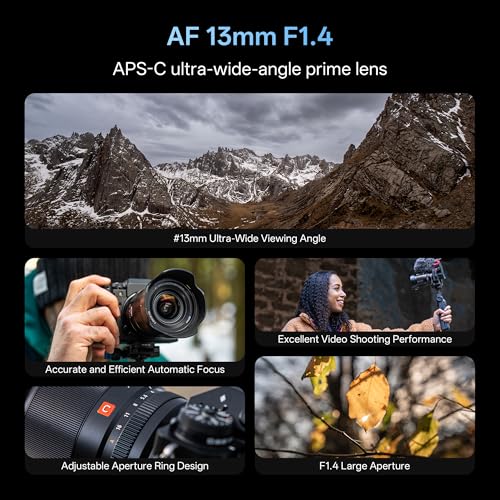 Image of VILTROX AF 13mm f1.4 F /1.4 E Mount Lens, F1.4 Large Aperture Ultra Wide Angle Autofocus APS-C Prime Lens for Sony E-Mount Camera A6600 A6500 A6300 A6400 A7 A7R A7C A7II A7RII A7SIII A7III A9 A1