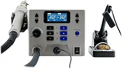 Estação de retrabalho digital 2 em 1 com estação de ar quente e estação de solda, temperatura ajustável C/F de 100 °C ~ 500 °C, 3 bocais