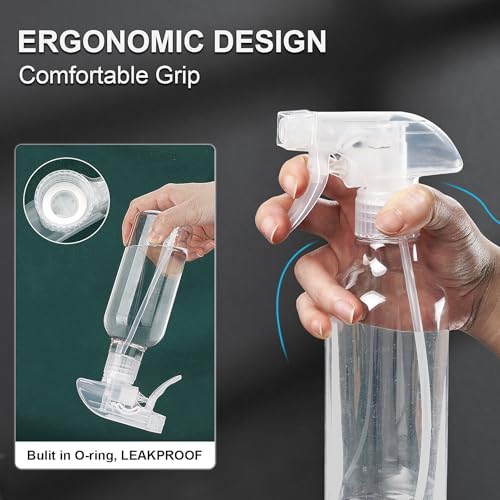 Spray Bottles 16.9oz 2 Pack Plastic Empty Spray Bottle for Hair Mist/Stream Spraying Heavy Duty Square Water Spray Bottles for Cleaning Solutions, Plants,Essential Oils2