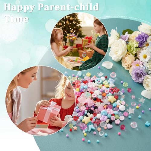Image of SANNIDHI DIY Bracelet Making Set Bracelet Beads and Keychain Jewelry Making Kit, Assorted Cartoon Resin Beads Set for Kids Women DIY Phone Chains and Wristlets