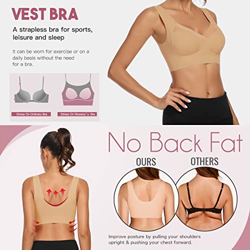WOWENY Womens Wirefree Padded Bras Everyday Lounge Bra Sleeping Seamless Straps Bralettes Full Coverage Pullover Plus Size3
