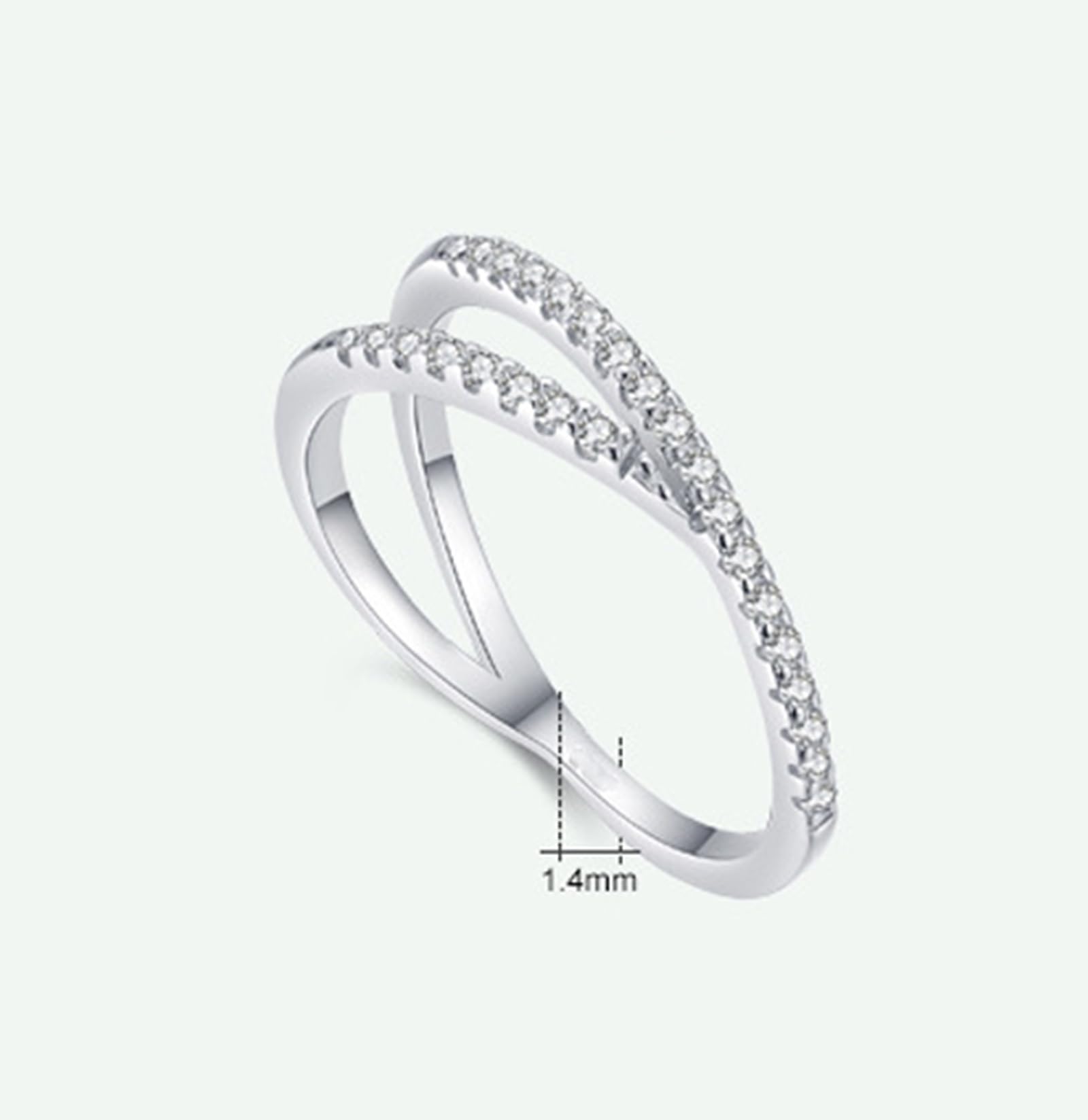 Anello in oro bianco 18 carati con pavé di diamanti coltivati in laboratorio in vero oro, anello incrociato a due file personalizzato per le donne