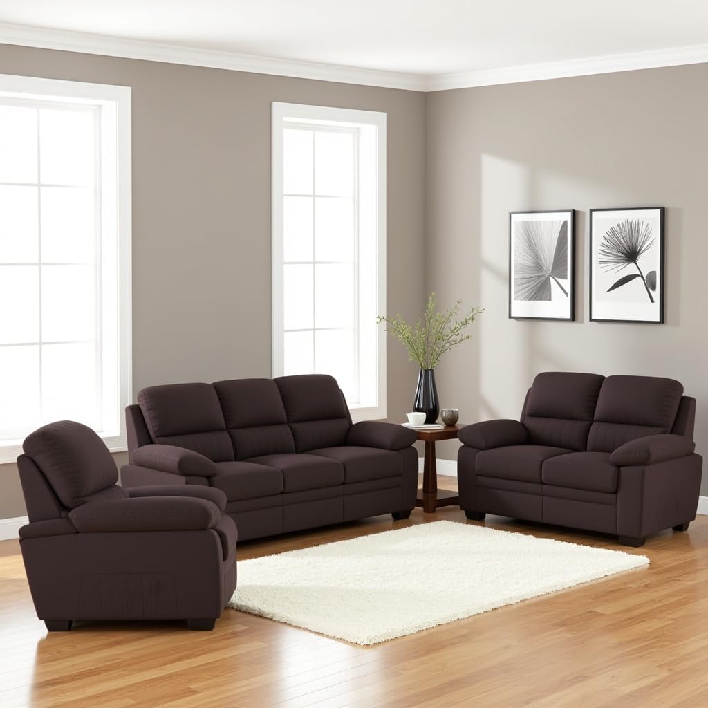 Torque - Jett 3+2+1 Seater Fabric Sofa Set for Living Room (Brown) | Modern Sofa Set 6 Seater | Corner for Bedroom House Gift | 1 Year Warranty
