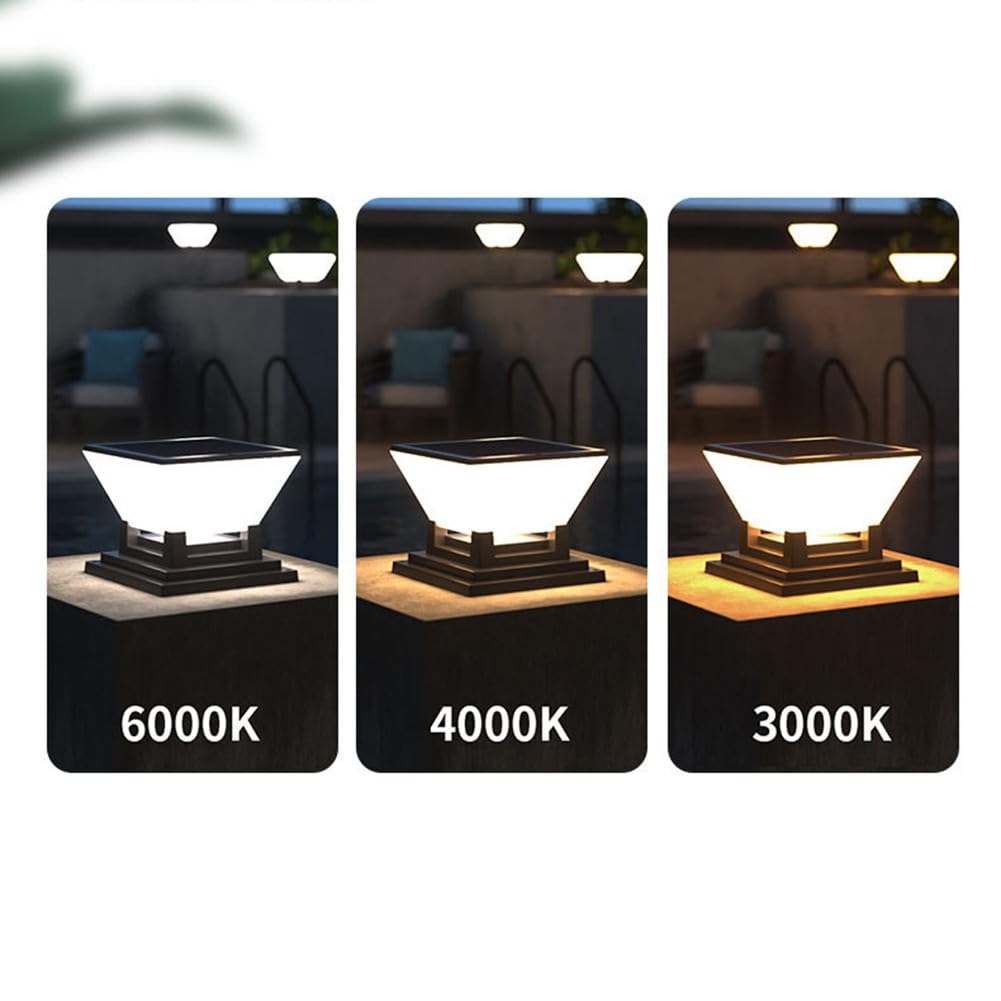 Lampada a LED solare IP65 per recinzioni da giardino dal tramonto all'alba, per pali da 7 x 7, 8 x 8, 9 x 9, 10 x 10 cm, colore nero