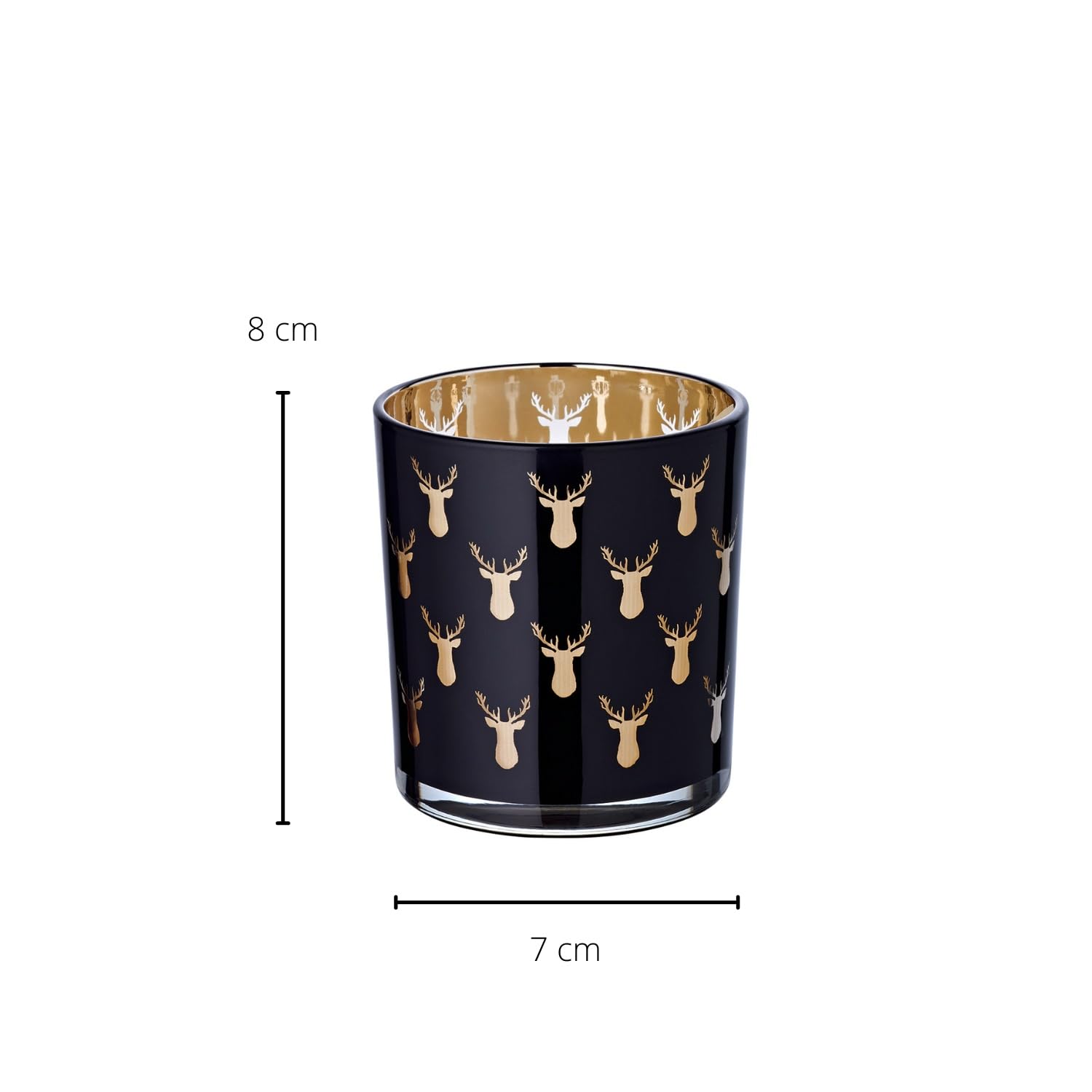 EDZARD Set of 2 Tea Light Glasses Rosy Height 8 cm Black Stag Design, Höhe 8 cm - Image 2