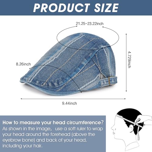 Image of 3Pcs Men's Newsboy Caps Cotton Cooling Hat Adjustable Flat Cap for Men