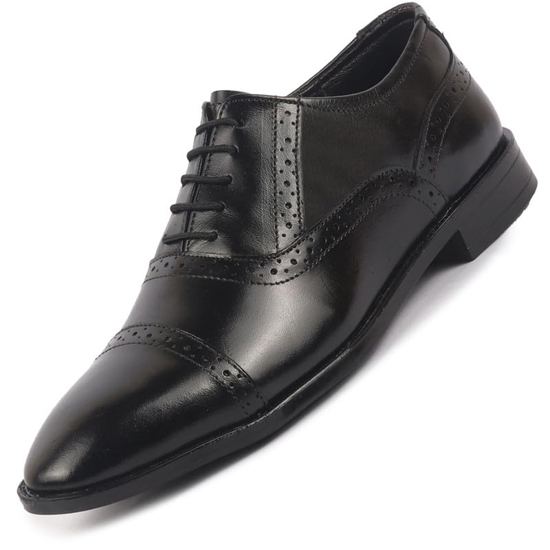 Image of FAUSTO Men Genuine Leather Formal Lace Up Brogue Shoes for Office | Meeting Event Shoes with Comfort