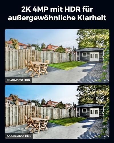 Reolink 2K 4MP WLAN Kamera Outdoor mit ColorX-Nachtischt, Echtfarbe, 2,4/5GHz Wi-Fi, Außenkamera mit F1,0-Blende, 1/1,8-Zoll-Sensor, KI-Erkennung, Video Überwachung, Bewegungsmelder, CX410W 4