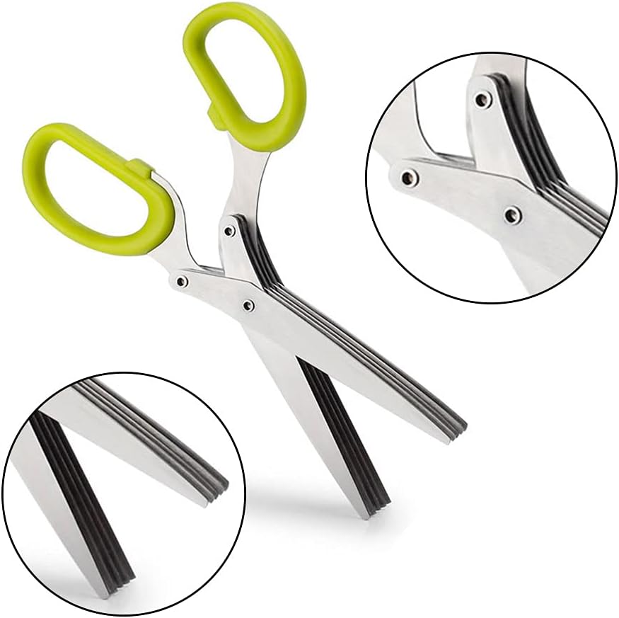 Exclusive Discount 🔥 AUTIDEFY Herb Scissors 2 IN 1 Tools Set Stainless Steel Herb Cutter Tools 5-Blades Scissors with Herb Stripping Tool, Cleaning Comb for Cutting Cilantro Onion Salad