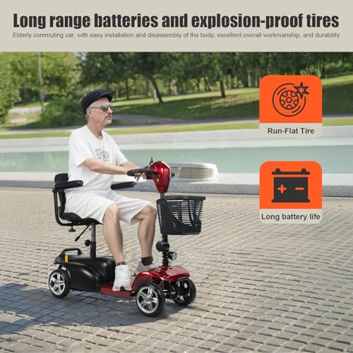 4 Wheel Mobility Scooter for Adults & Seniors - Upgraded Heavy Duty Electric Scooter with Extended Long Range Battery Foldable Portable Design for Travel Includes Charger & Basket US - Thumbnail 3