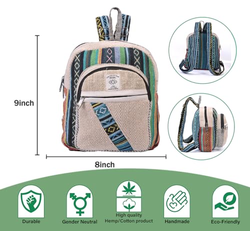 THE-COLLECTION-ROYAL-Himalayan-Hemp-and-Cotton-Boho-Bohemian-Hippie-Bag-Purse-Eco-Friendly-Mini-Daypack-Backpack