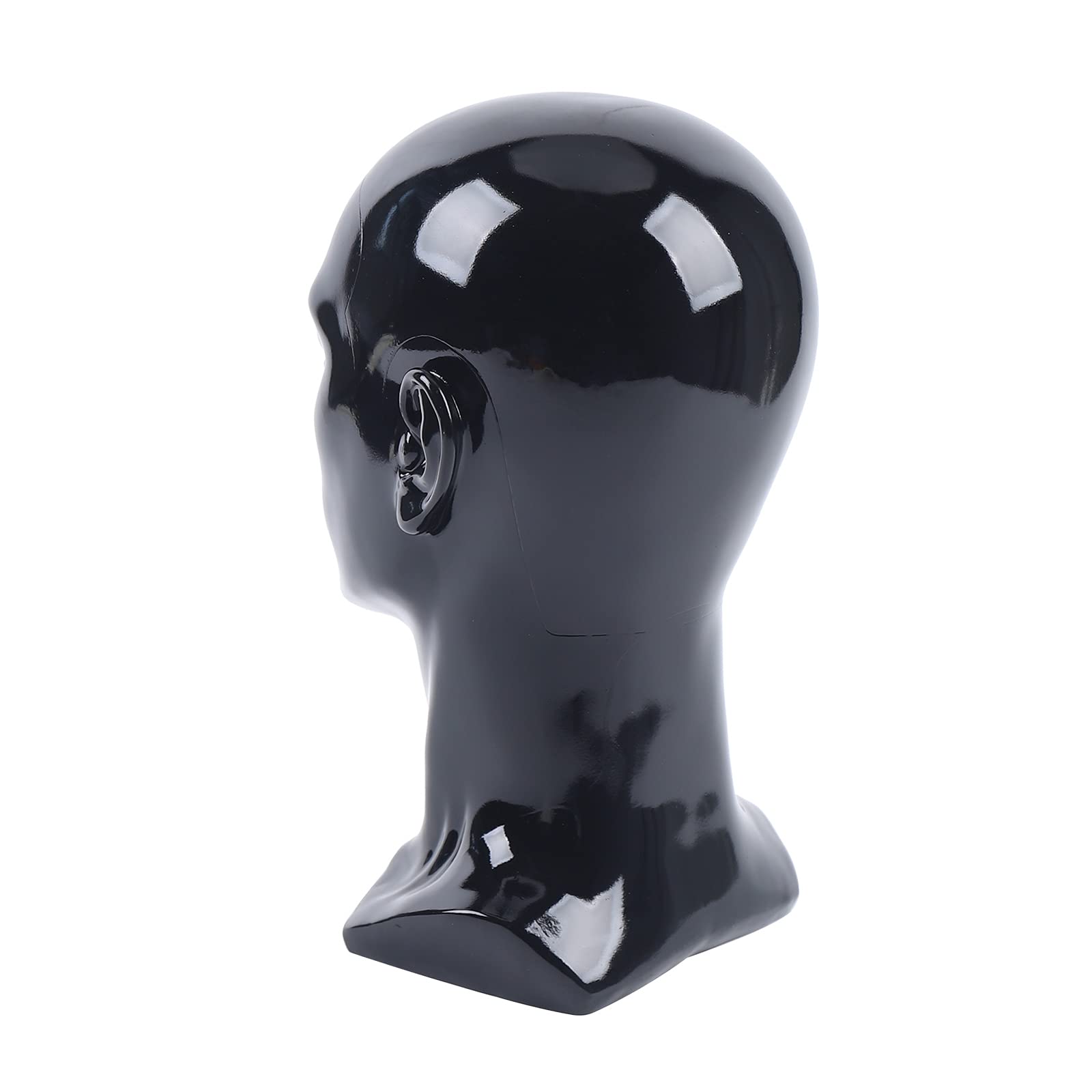 Männlich Modellkopf PVC 50CM Schaufensterpuppenkopf Schaufensterpuppe, für Perücken, Hüte, Turbane, Nackenschals und Haarbänder (Schwarz)
