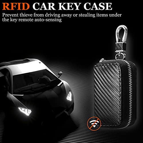 Image of Frienda Bags for Car Key Fob Carbon Fiber Car Rfid Signal Blocking Bags Key Protector Tool Anti-theft Fob Case for Storage, Black