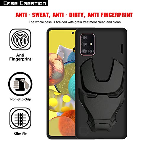 Image of COVERLY Official 3D Smooth Feel Avenger Logo Mask Soft Rugged Grip Iron Man Engraved Cartoon Movie Engraved Silicone Rubber Matte Back Cover for Samsung Galaxy M51 (2020) - Black