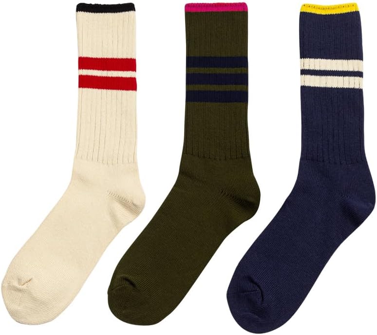 I Hate Monday Cotton Color Play Logo Socks 3 pack (Ivory/Navy/Gray) – Soft Classic Crew Style– Perfect Holiday Gift