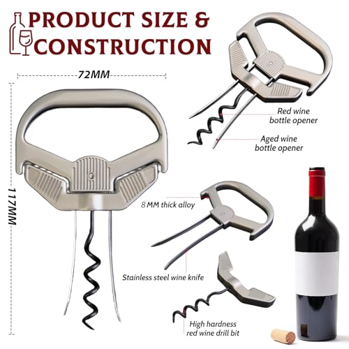 Ah So Wine Opener for Vintage Bottles, Old Wine Corkscrew with Portable Leather Case, Two Prong Cork Puller, for Wine Connoisseurs & Collectors to Uncork, Ideal Gifts for Wine Lovers (classic) by LUCYLANKER - Used condition - Image 3