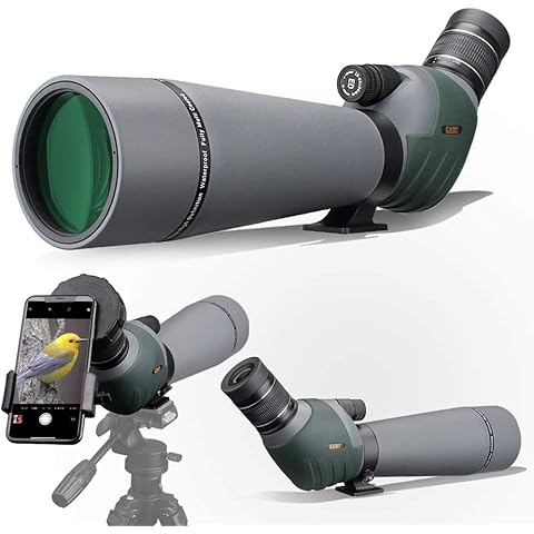 Gosky ED Spektiv mit Doppelter Fokussierung 20-60x 80mm mit Smartphone-Adapter, Spektive mit Extra Geringer Streuung, Perfekt für die Vogelbeobachtung Zielschießen Jagd Wildlandschaft Cover