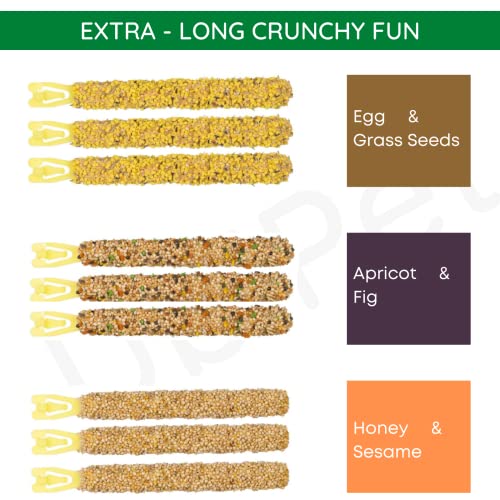Bundle Budgies Crackers Trio-Mix including Egg, Grass Seeds, Apricot, Fig, Honey, Sesame - Pack of 3 (9 sticks in total - 270g) with Info Card - Image 4