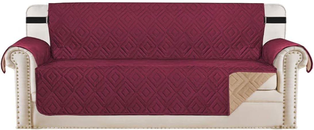 H.VERSAILTEX Reversible Sofa Slipcover Bundle Recliner Cover, Burgundy