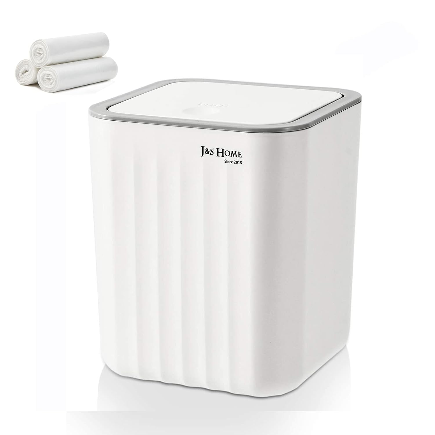 SUBEKYU Mini Desktop Trash Can with Lid,Table Top Trash Can,White 0.6 Gal