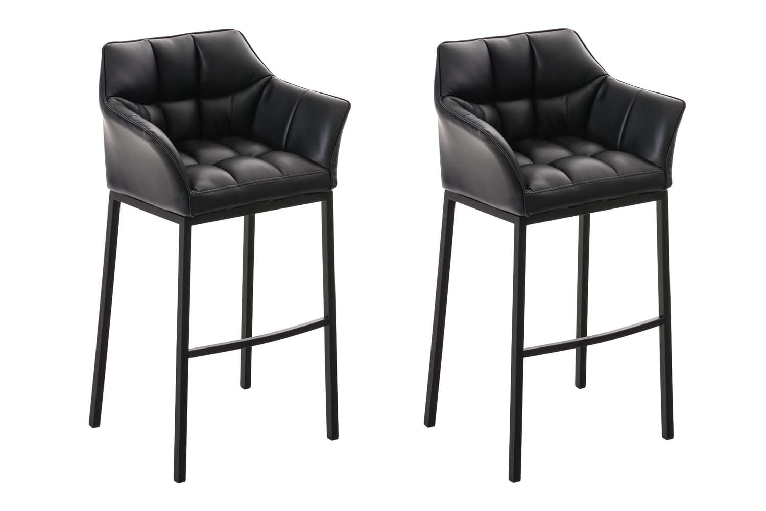 Tabourets de bar rembourrés noir Damaso CLP lot de 2