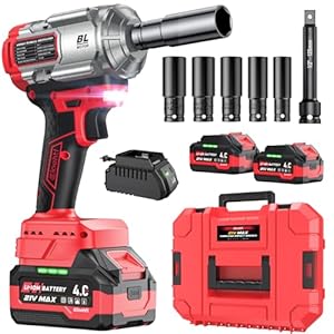 Cordless Impact Wrench, 1200Nm(900 Ft-lbs)1/2″ Brushless Impact Gun, 2×4.0AH Batteries Electric Impact Motor Variable Speeds, 21V High Torque Power Impact Driver Ideal for Car, DIY, and Truck RV/Mower