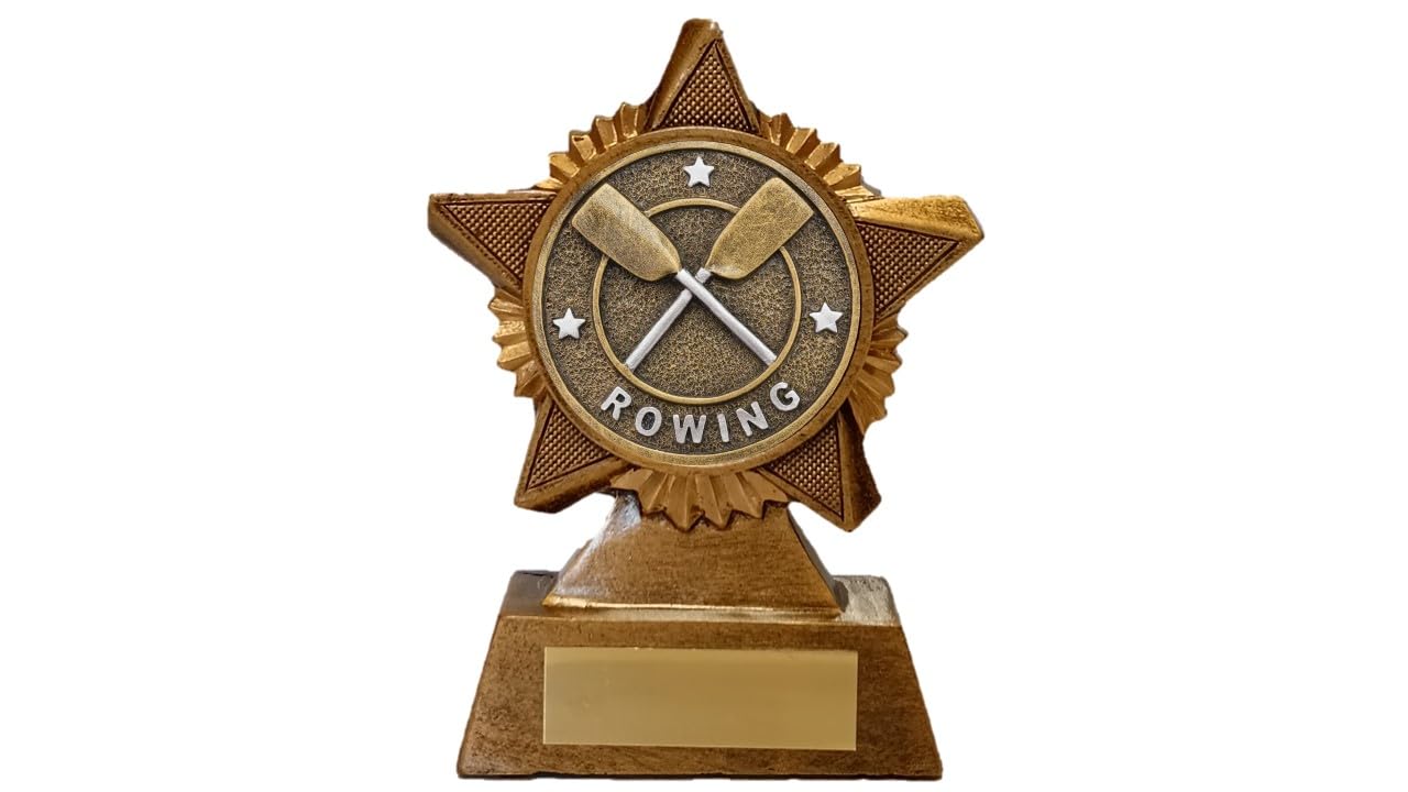 Troshow Antique Gold Rowing Trophy Award Premier Star 120Mm Heavy Resin Oars Boat Free Engraving -Troshow1-Ik-Trd