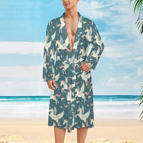 Flying Horse Funny Men's Robe Soft Lightweight Bathrobe Long-sleeve Spa Robes2