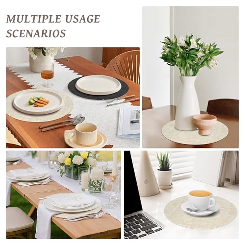 NCUE 13" Faux Leather Round Placemats Set of 6, Reversible Dual-Color by NCUE - Used condition - Image 7