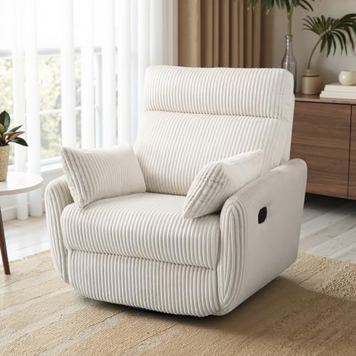 Sillón reclinable giratorio pana Beige