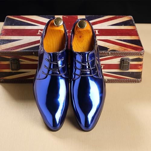 Men's Luxury Pointed-Toe Oxfords, Comfortable, Shiny, high-end Color Matching, Fashionable, Trendy, Suitable for Proms, Parties, Weddings and Daily Leisure.4