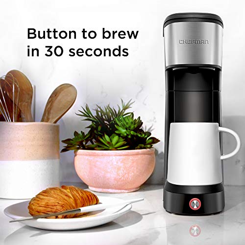 Chefman InstaCoffee Single Serve Coffee Maker Compatible with K-Cup Pods, Grounds