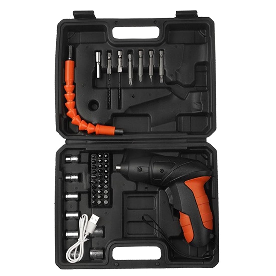Jnchdghwa As Shown Electric Cordless Screwdriver With 46 Bits, Portable Mini Drill Set, Rechargeable Battery Included