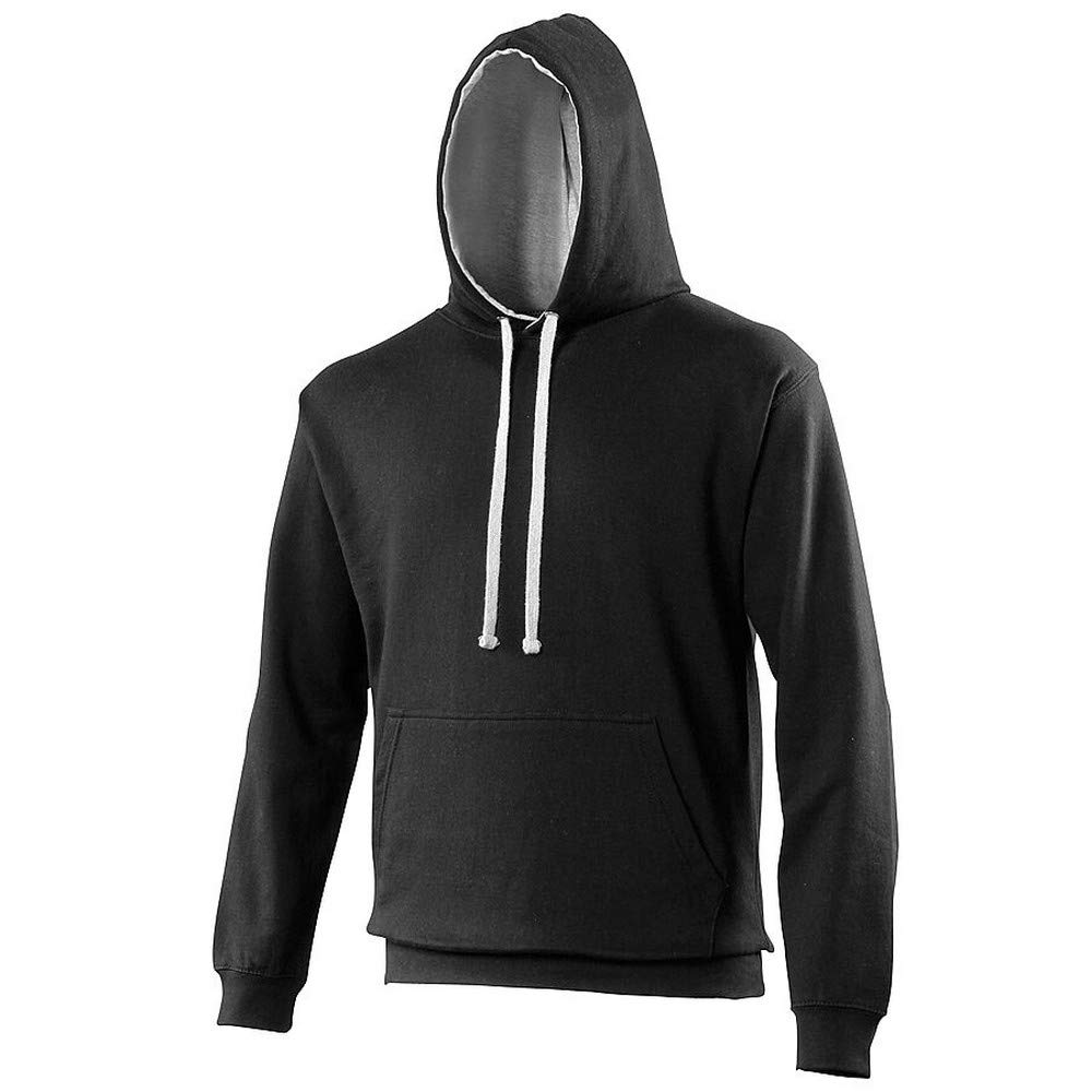 AWDis Men's Varsity Hoodie, Multicoloured (Jet Black/Heather Grey), XX-Large
